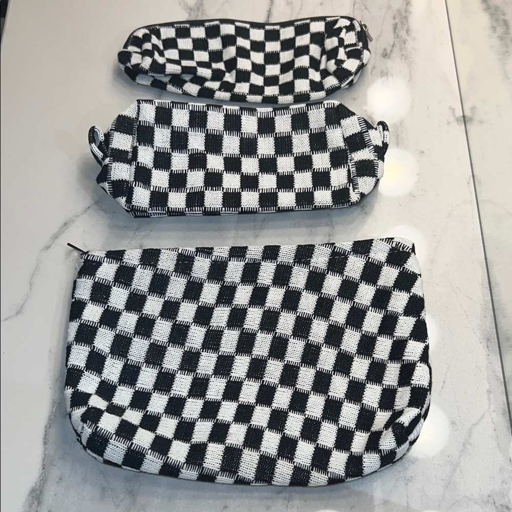 Black and White Checkered Travel Cosmetic Set 🖤🤍